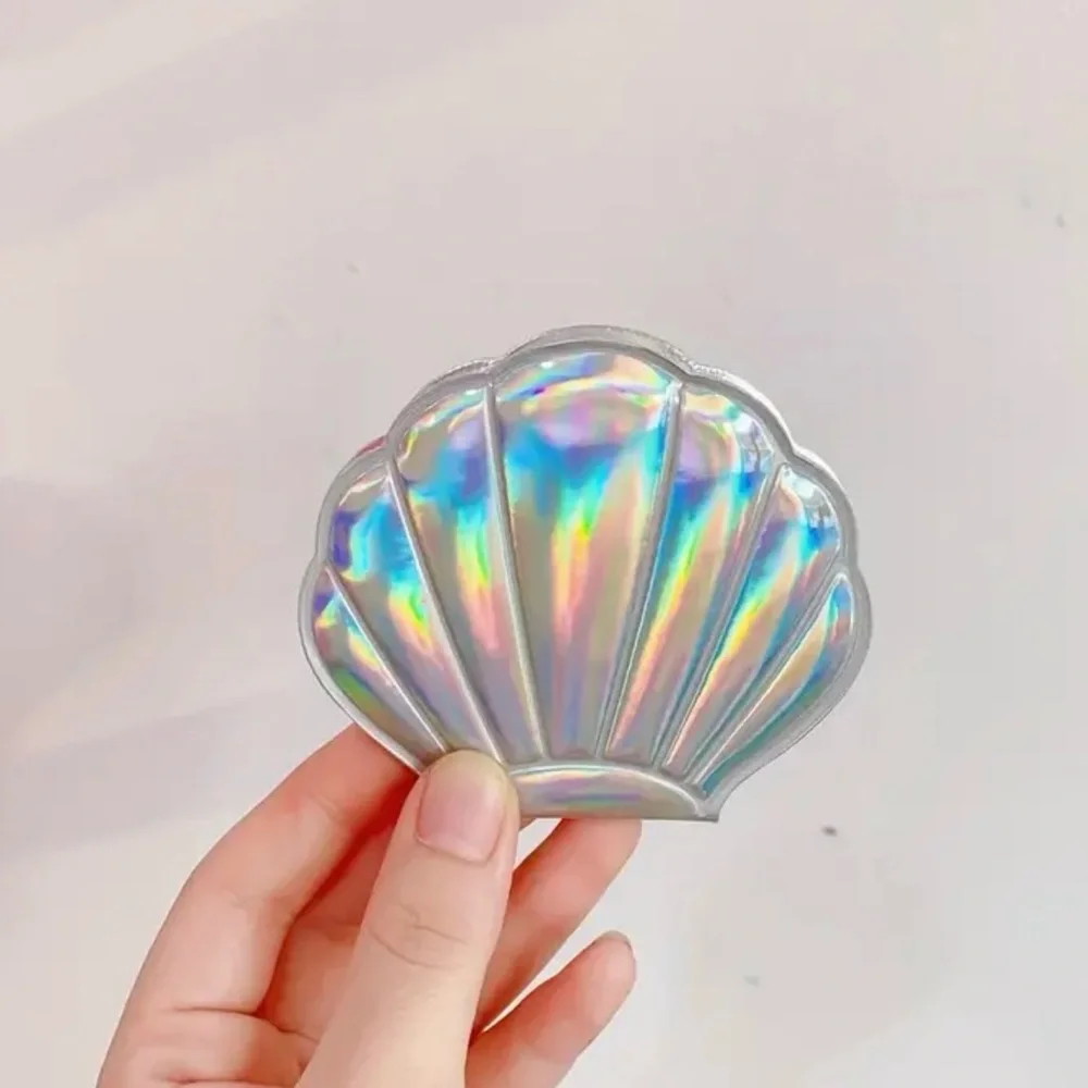 Silver Holographic Sea Shell Compact Mirror - Picture 5 of 15